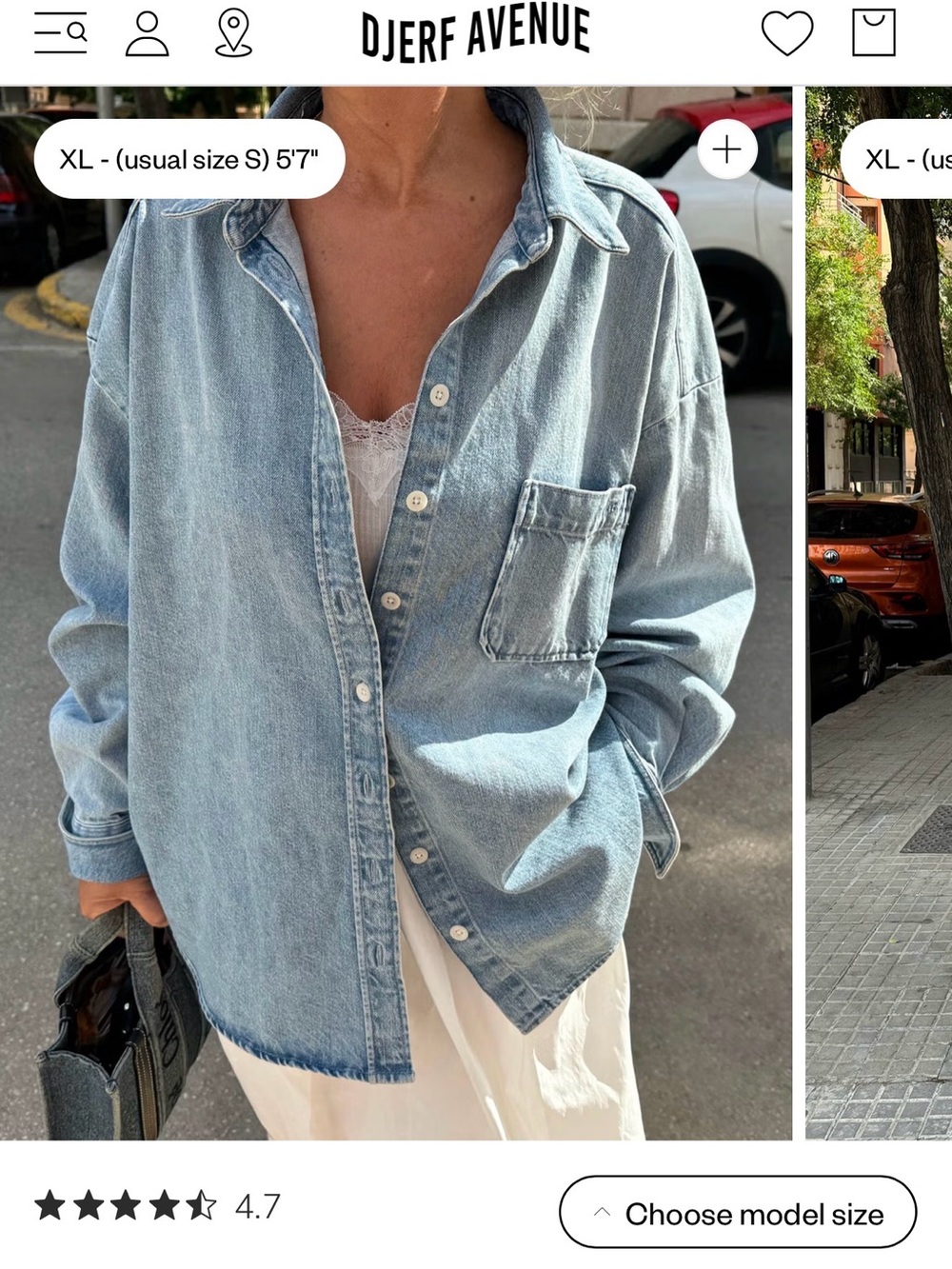 Djerf Avenue Light Denim Button-Up in Pale Blue